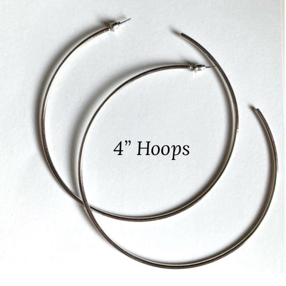 NWT Oversized Silver Hoop Earrings - Picture 2 of 10